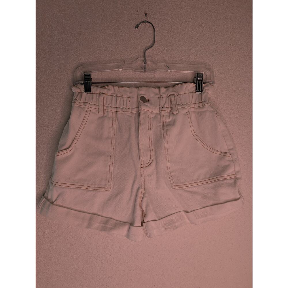 Bohme Paperbag Waist Denim Shorts High Rise Rolled Cuff S Nautical Preppy *READ